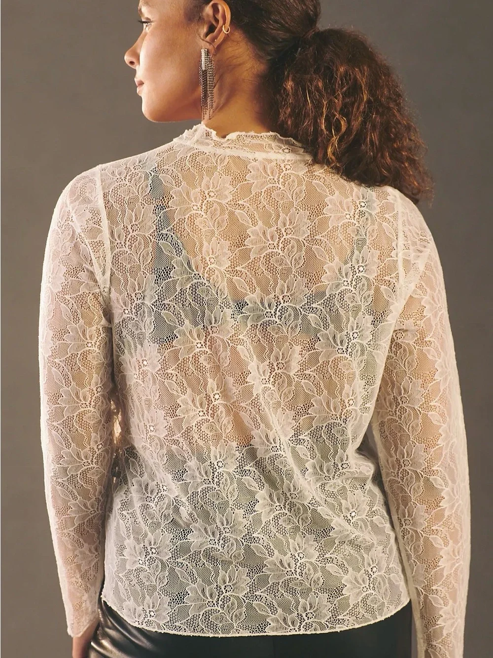 By Anthropologie Lace Top for Layering Ivory Small